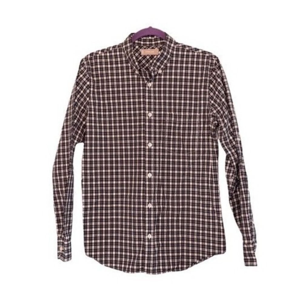 Everlane Tartan Plaid Oxford Button Down Shirt Navy Blue White Long Sleeve M‎